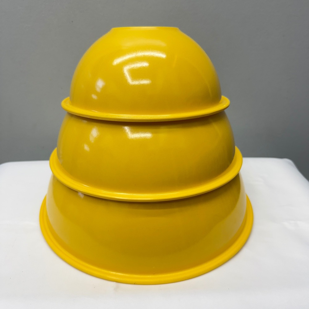Brookpark Melamine Nesting Mixing Bowl Set 3 Vintage Yellow Mid Century Modern